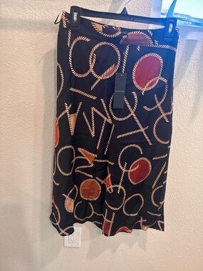 Comma Black Midi Skirt with Rope-Circle Print